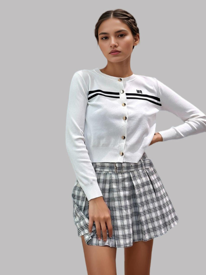 High-Waist Checked Pleated Mini Skirt