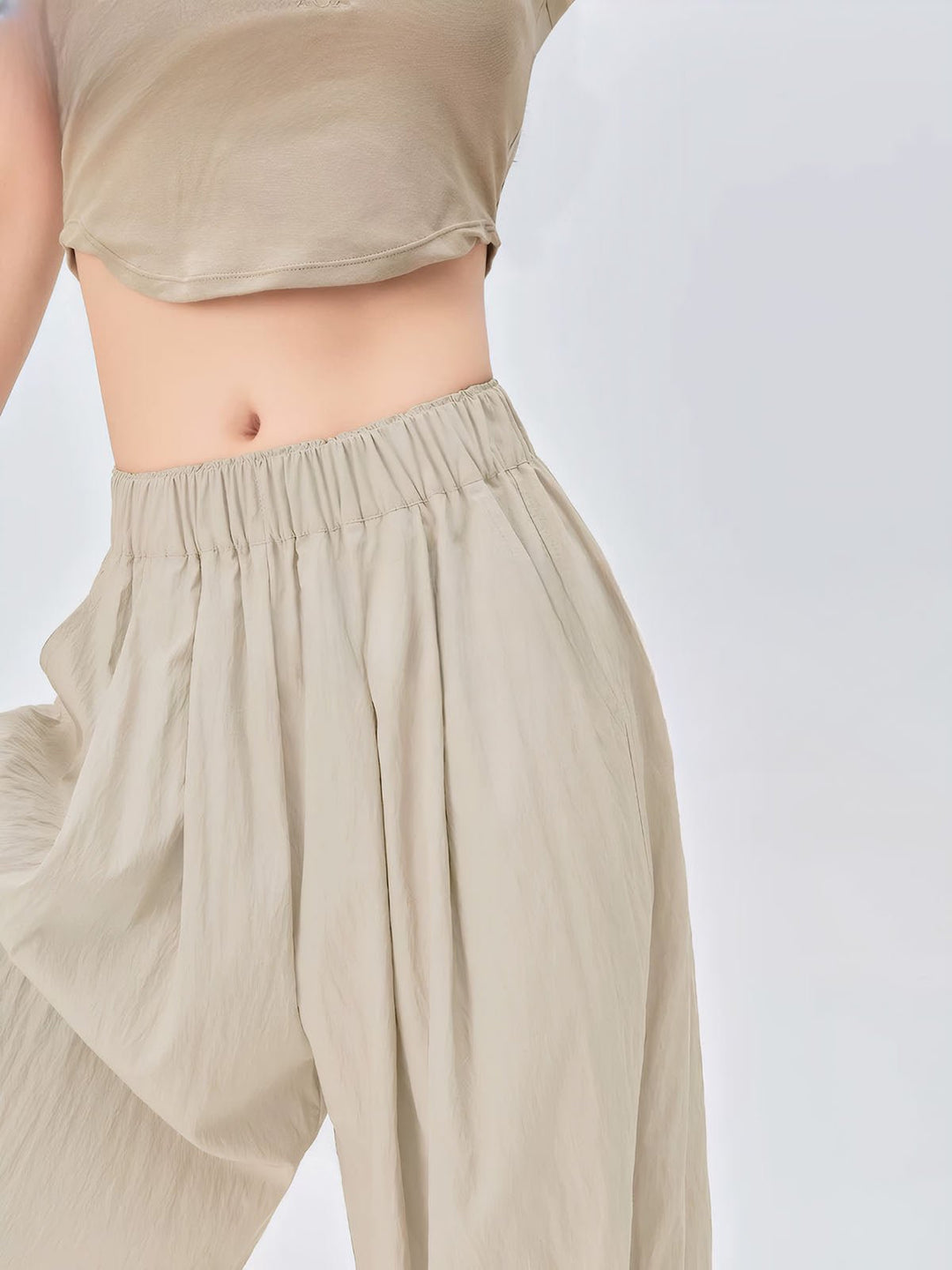 High Waist Folds Straight Pants