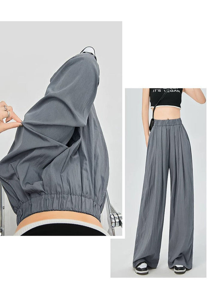 High Waist Folds Straight Pants