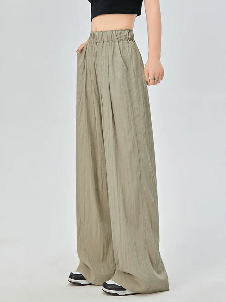 High Waist Folds Straight Pants