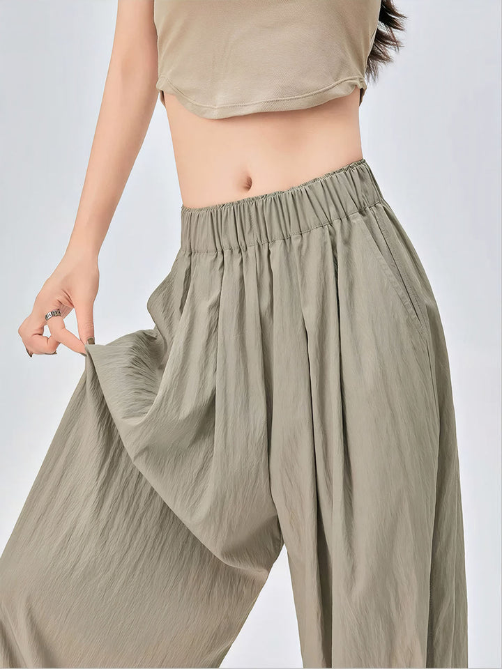 High Waist Folds Straight Pants