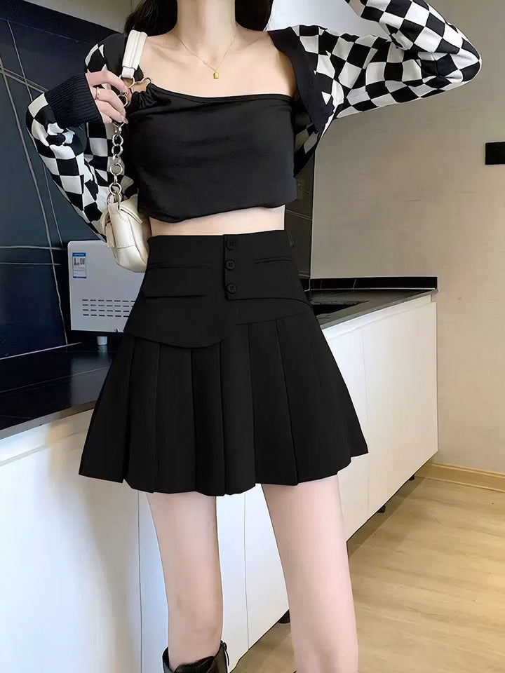 High Waist Pleated Skirt