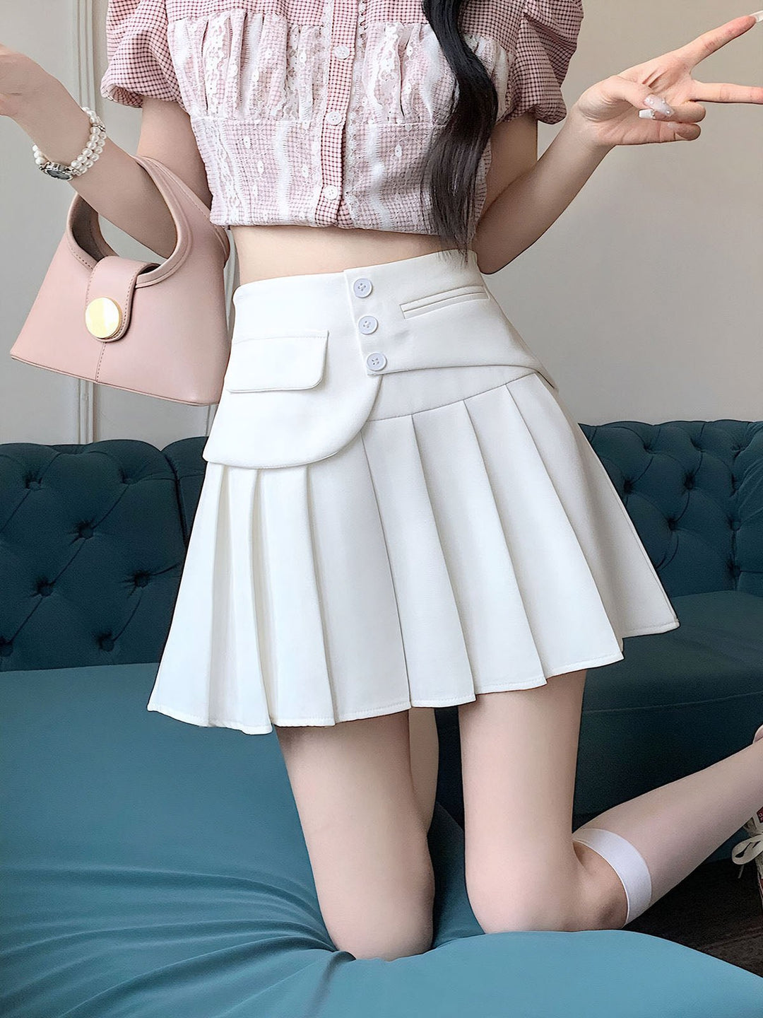 High Waist Pleated Skirt