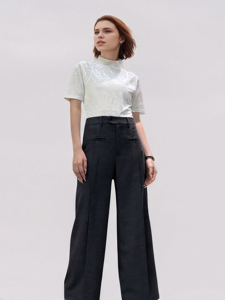 High-Waist Pockets Belted Pants