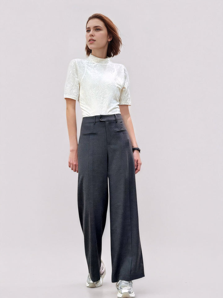High-Waist Pockets Belted Pants