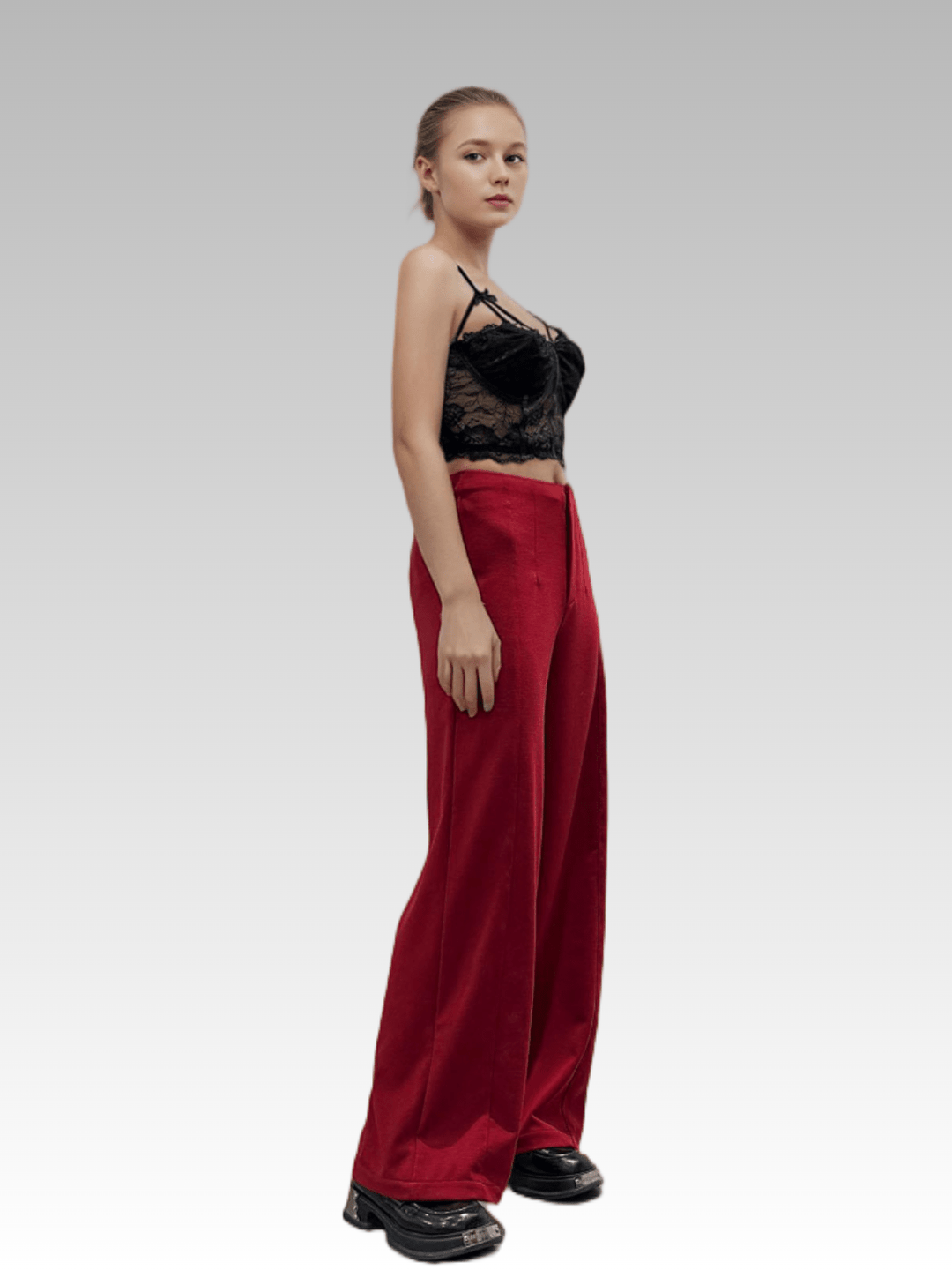 High Waist Straight Suit Pants