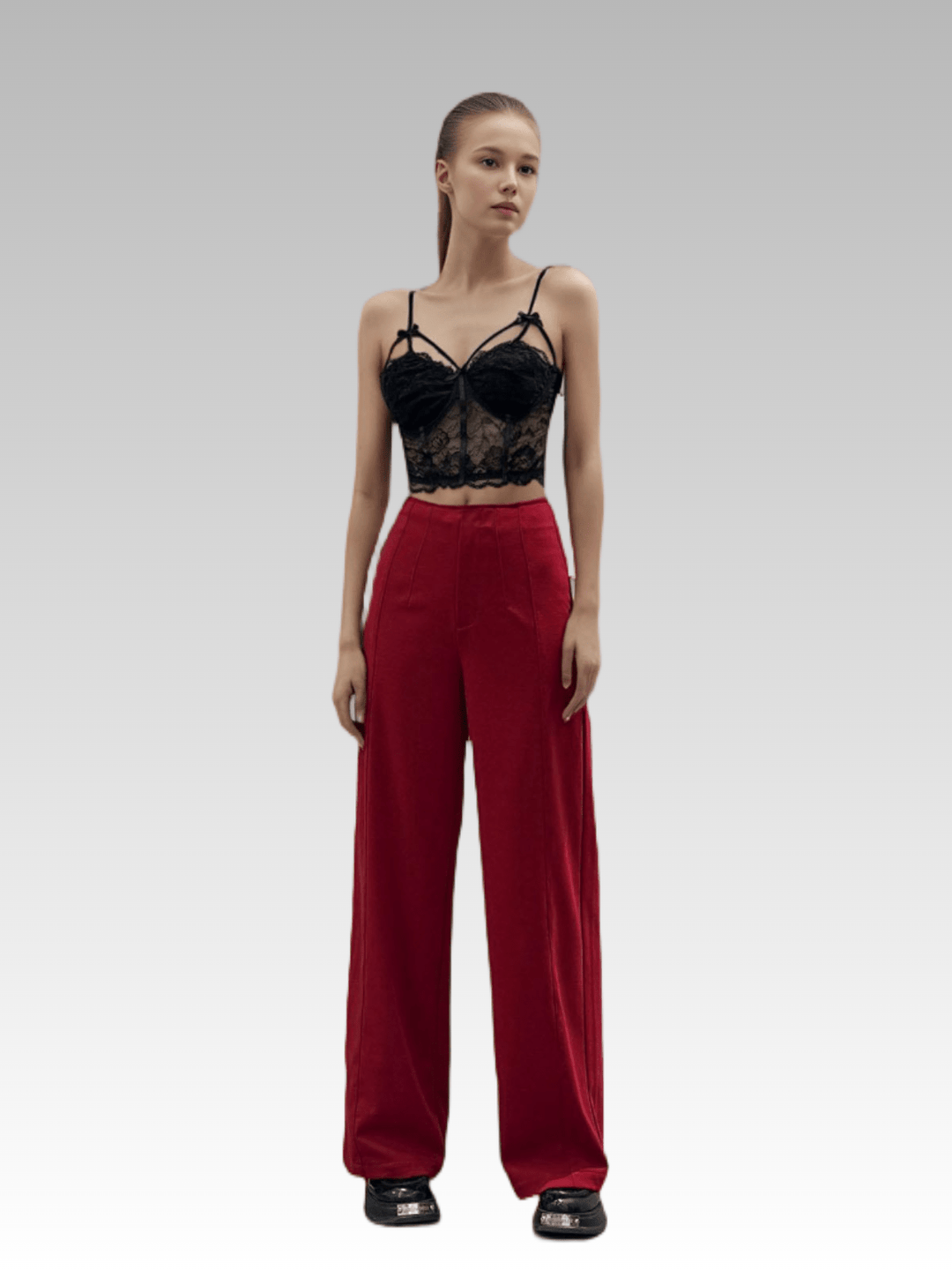 High Waist Straight Suit Pants