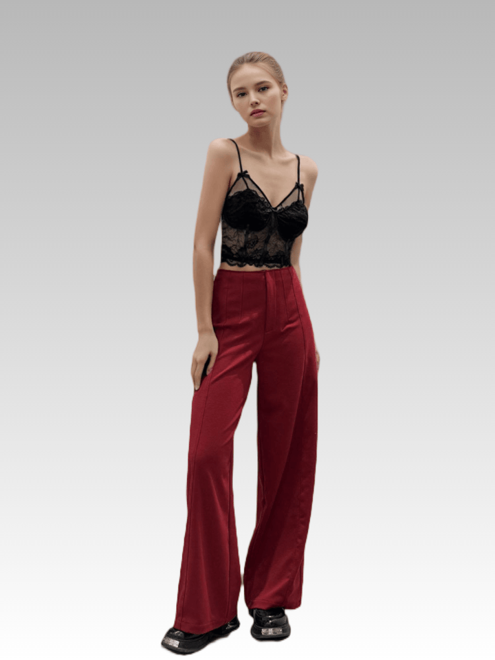 High Waist Straight Suit Pants