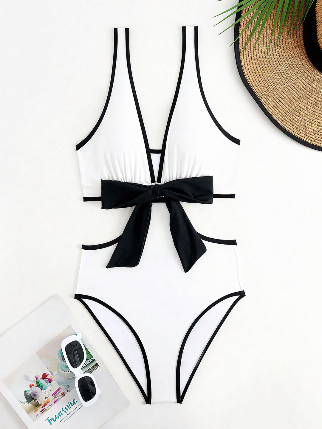 Hollow Out Bow One-Piece Swimsuit