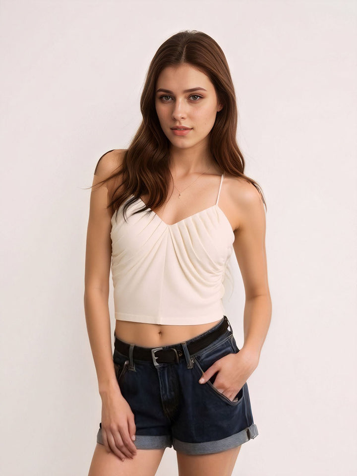 Hollow out Cross Folded Neck Strap Vest