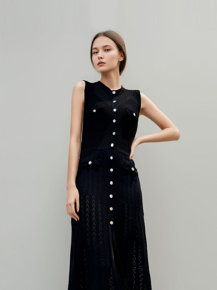 Hollow Out Sleeveless Knit Dress