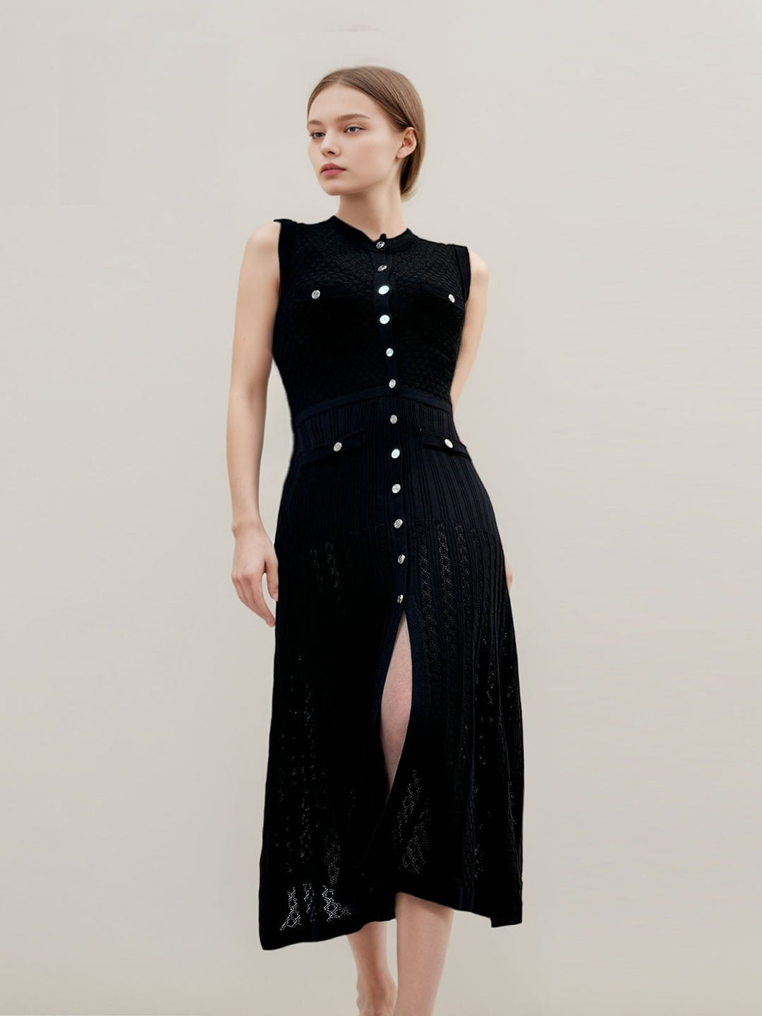Hollow Out Sleeveless Knit Dress