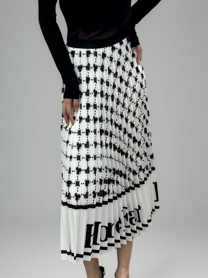 HONEEAR Logo Pleated Midi Skirt