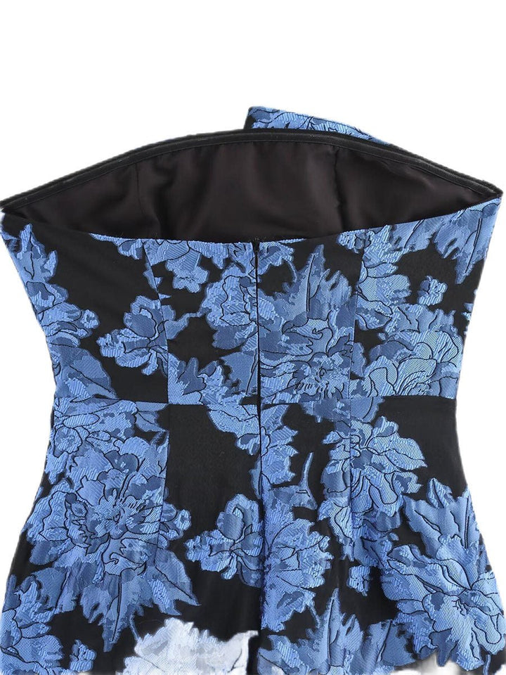 Jacquard Pleated Ruffle Dress