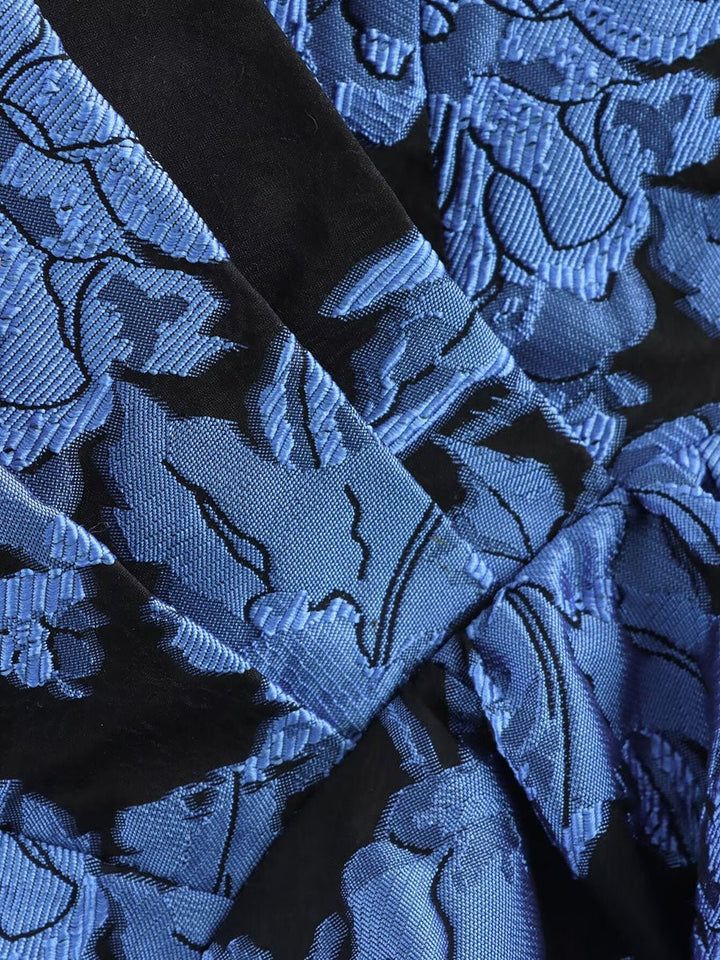Jacquard Pleated Ruffle Dress
