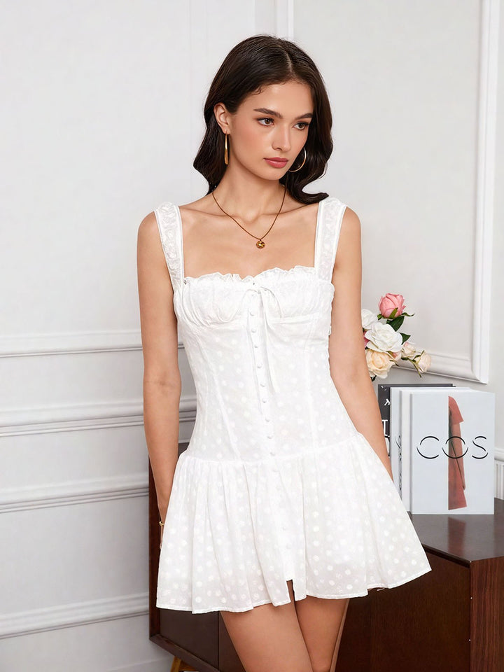 Lace Trim Hollow out Strap Dress