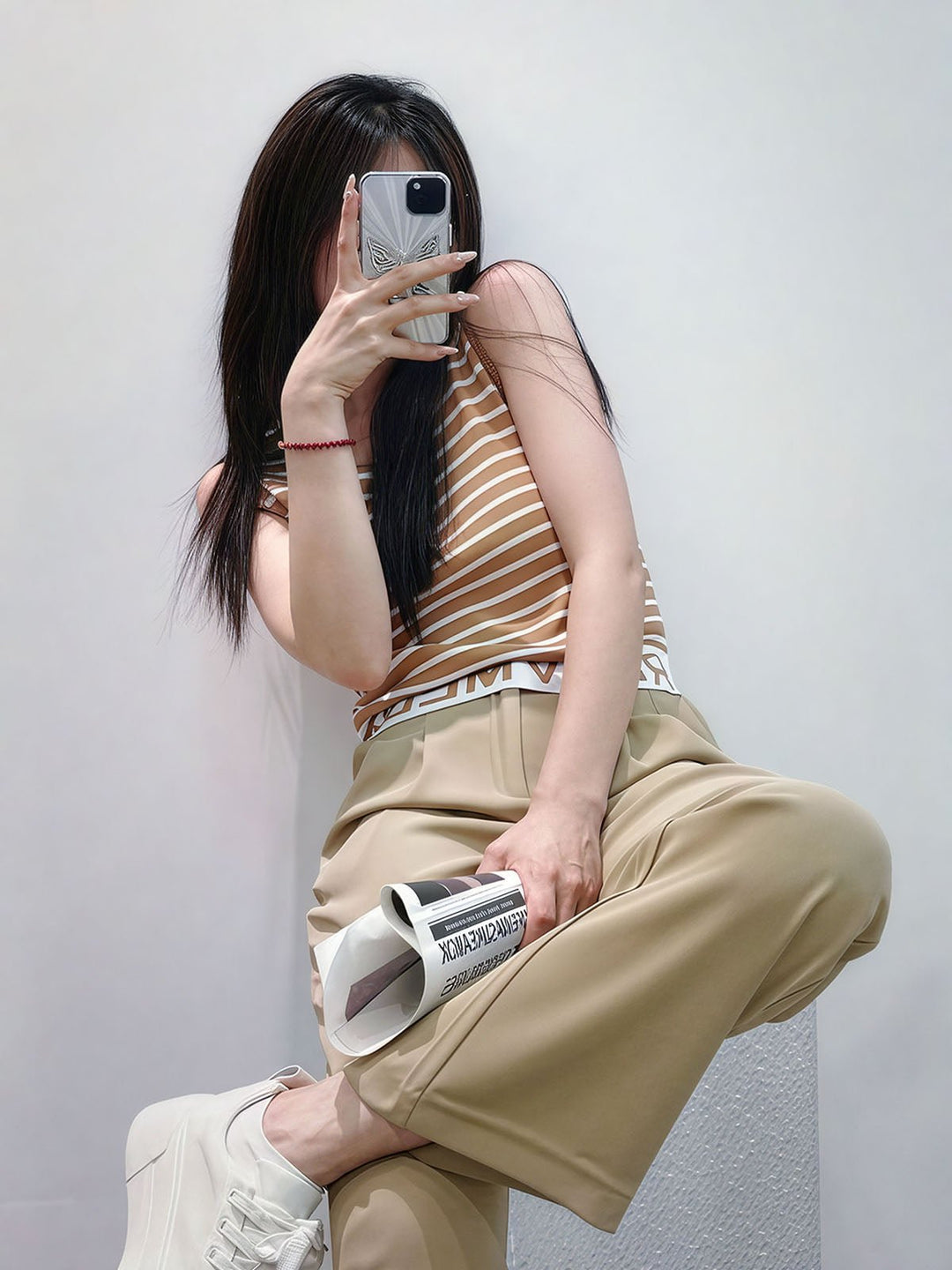 Letter Printed Slim Crop Top