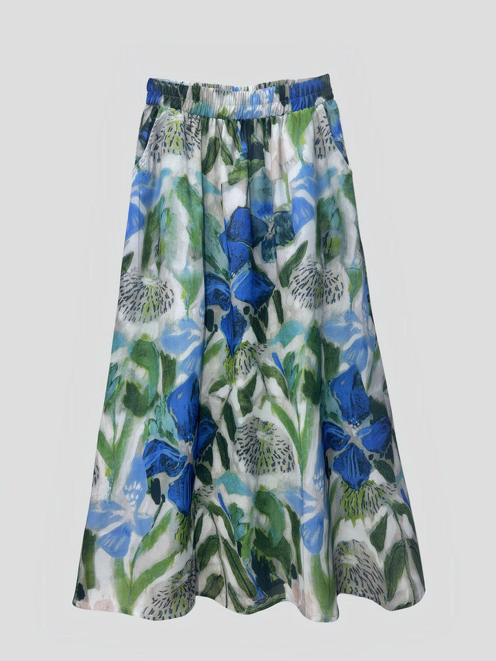 Linen Slimming Printed Skirt