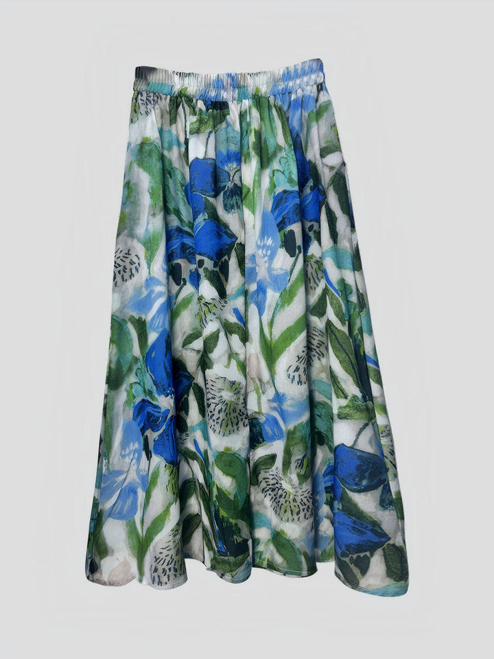 Linen Slimming Printed Skirt