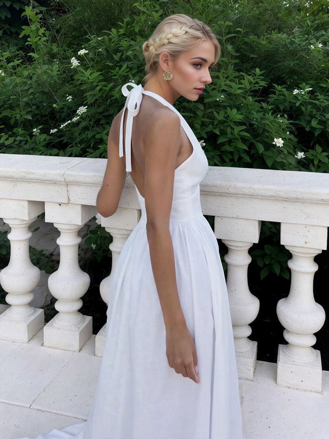 Long White Linen Dress