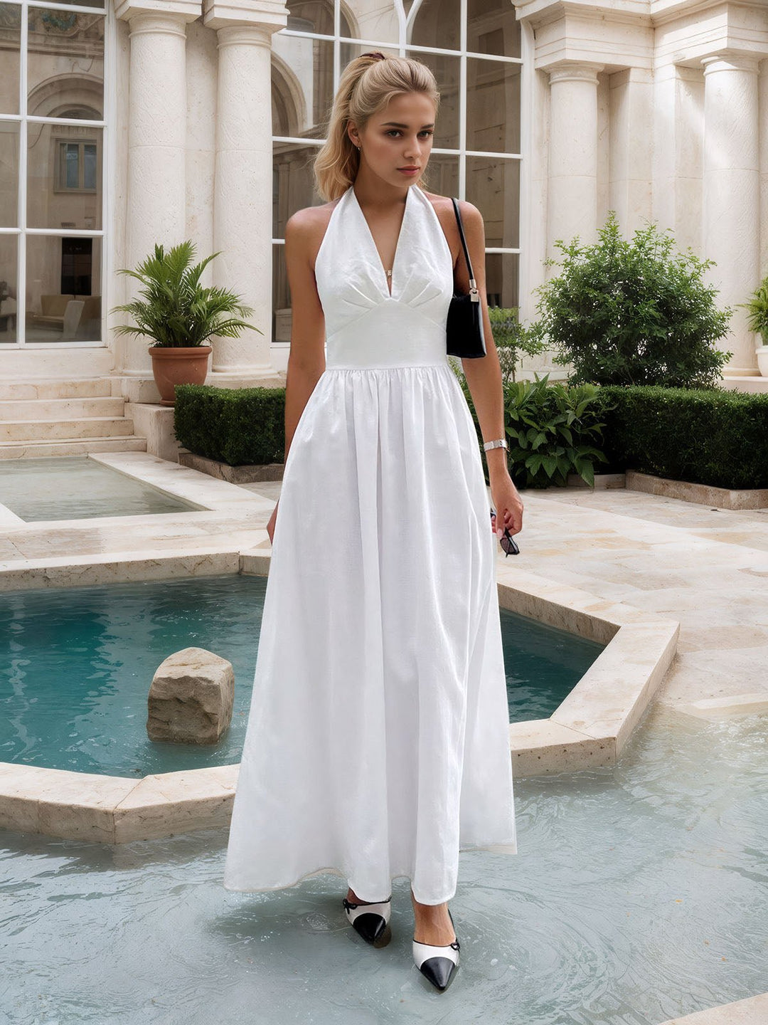 Long White Linen Dress