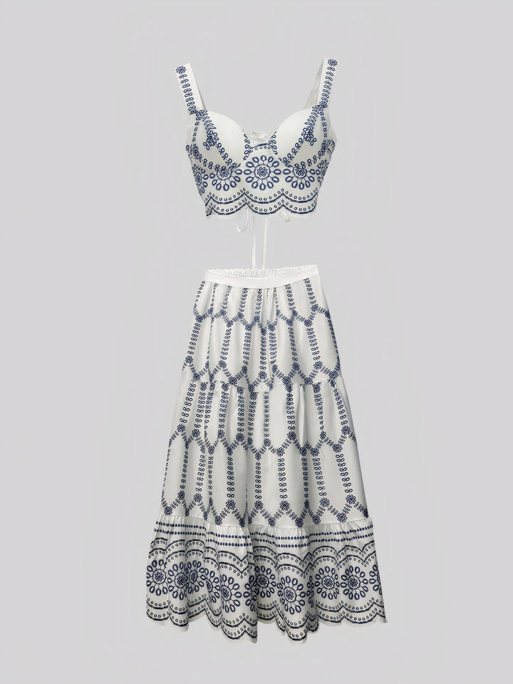 Loose Fit Printing Skirts With Vest