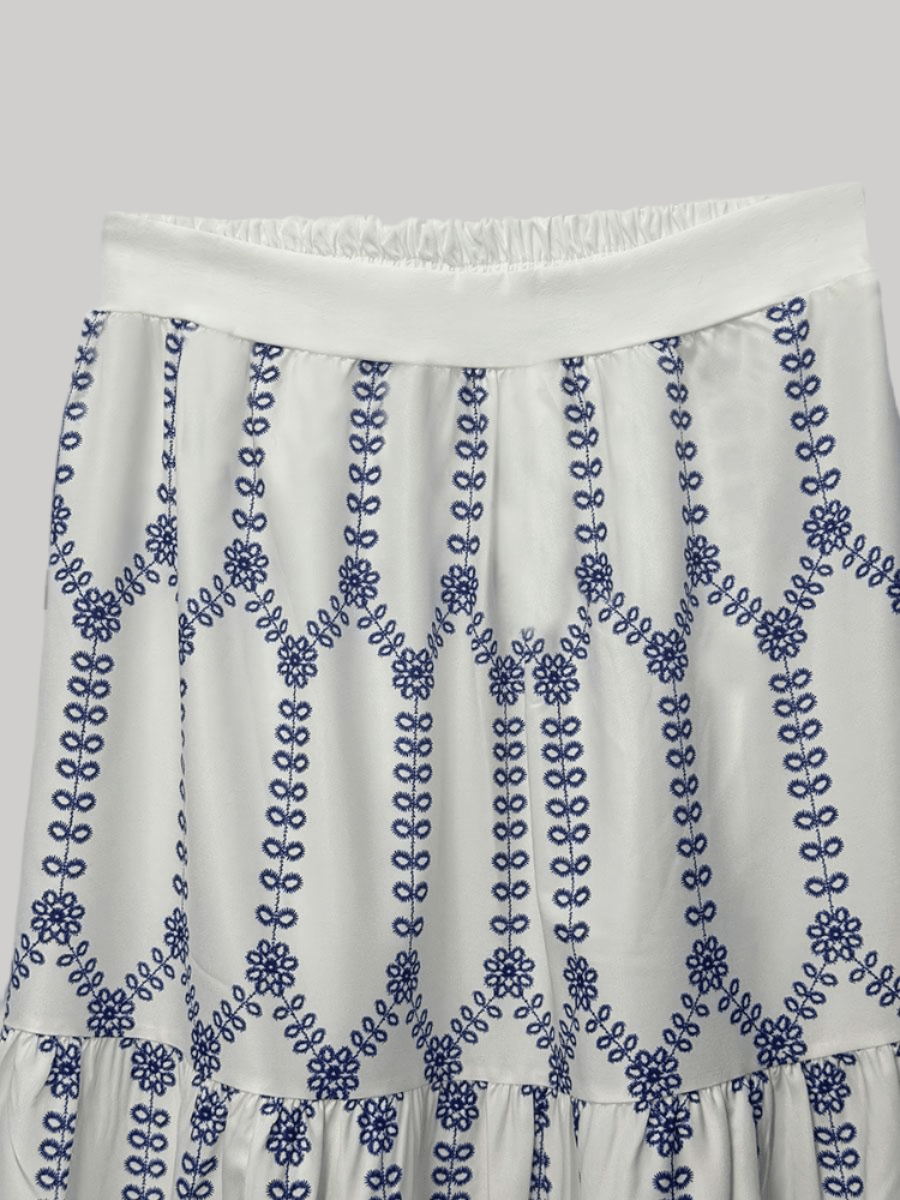 Loose Fit Printing Skirts With Vest