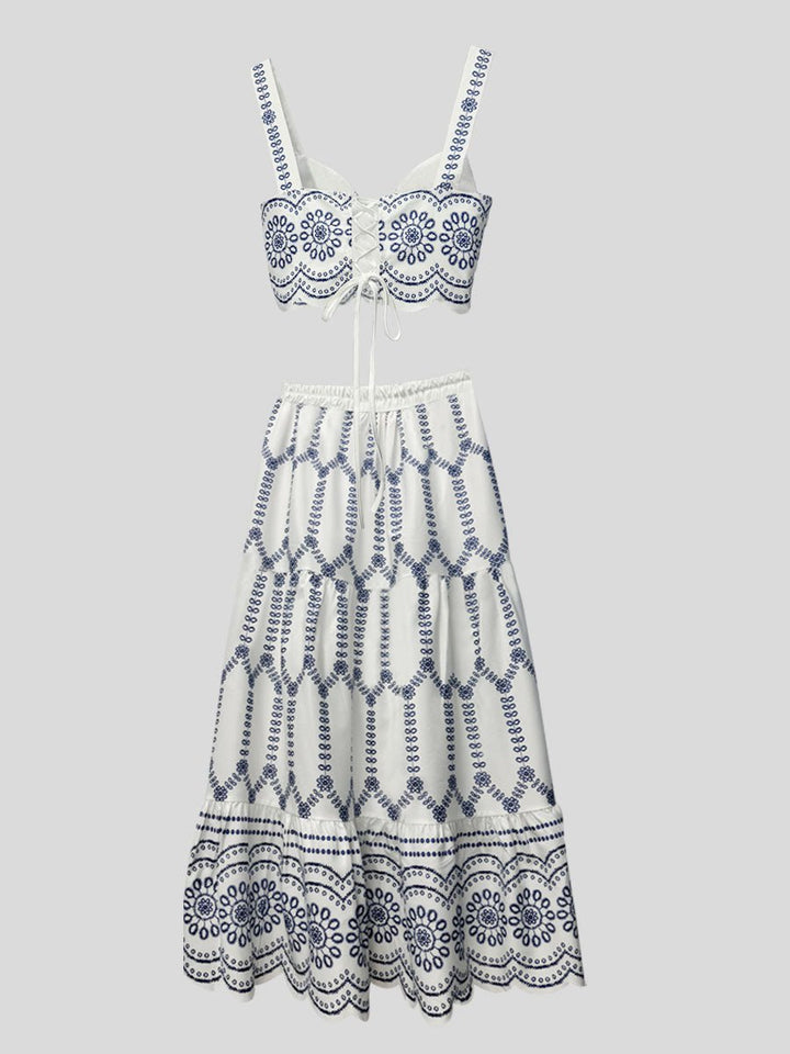 Loose Fit Printing Skirts With Vest