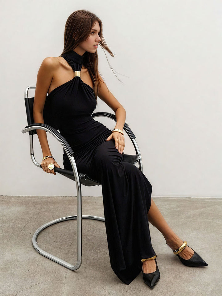 Metal Knots Backless Dress