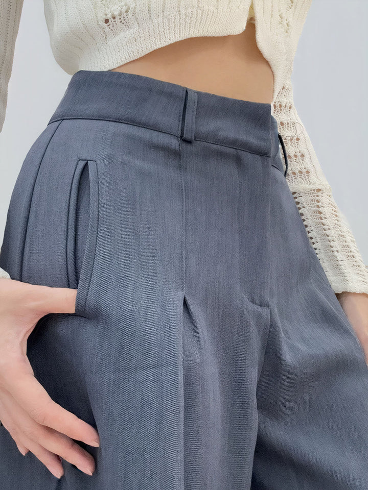 Mid-Waist Pleated Pants