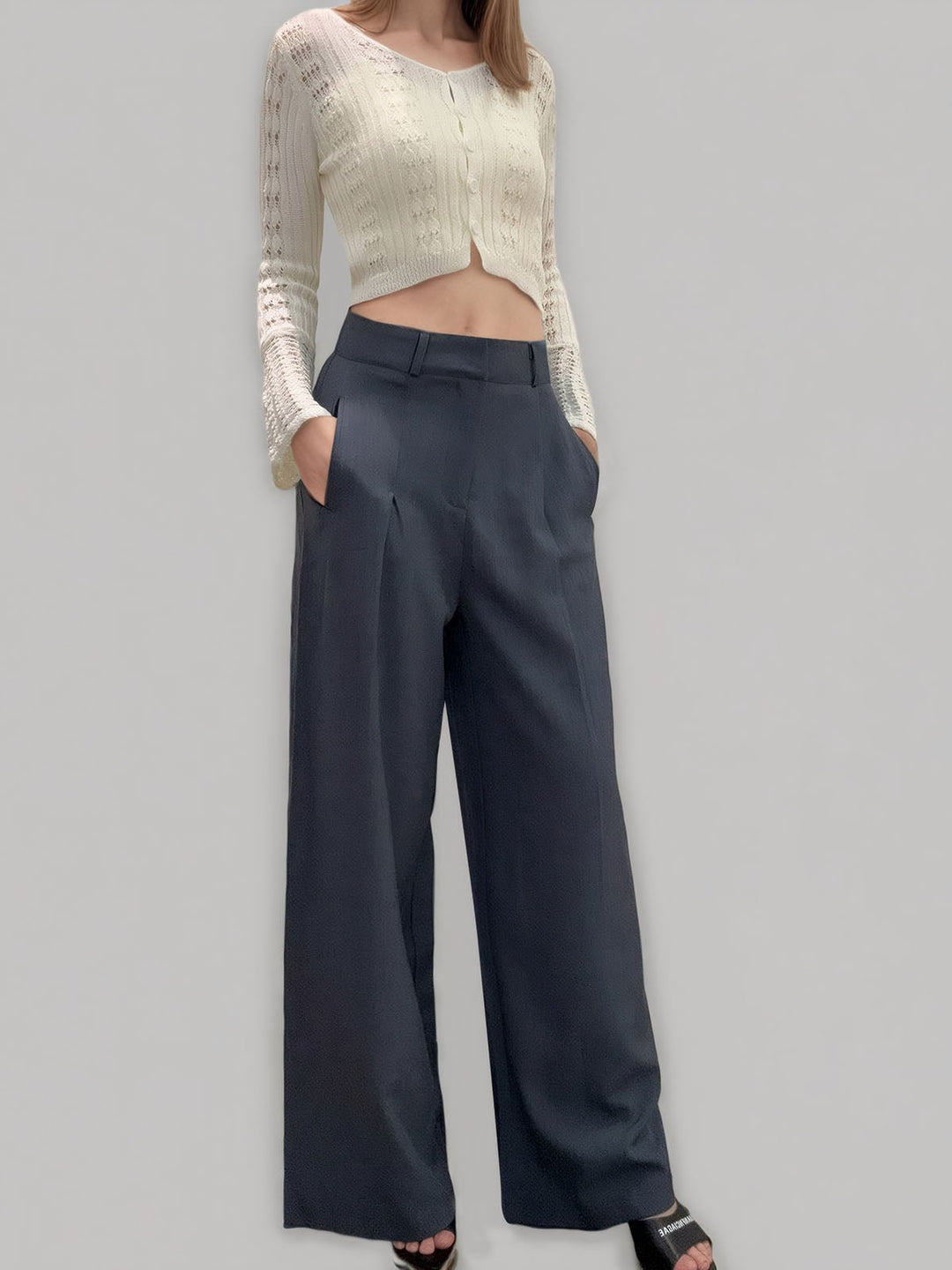 Mid-Waist Pleated Pants