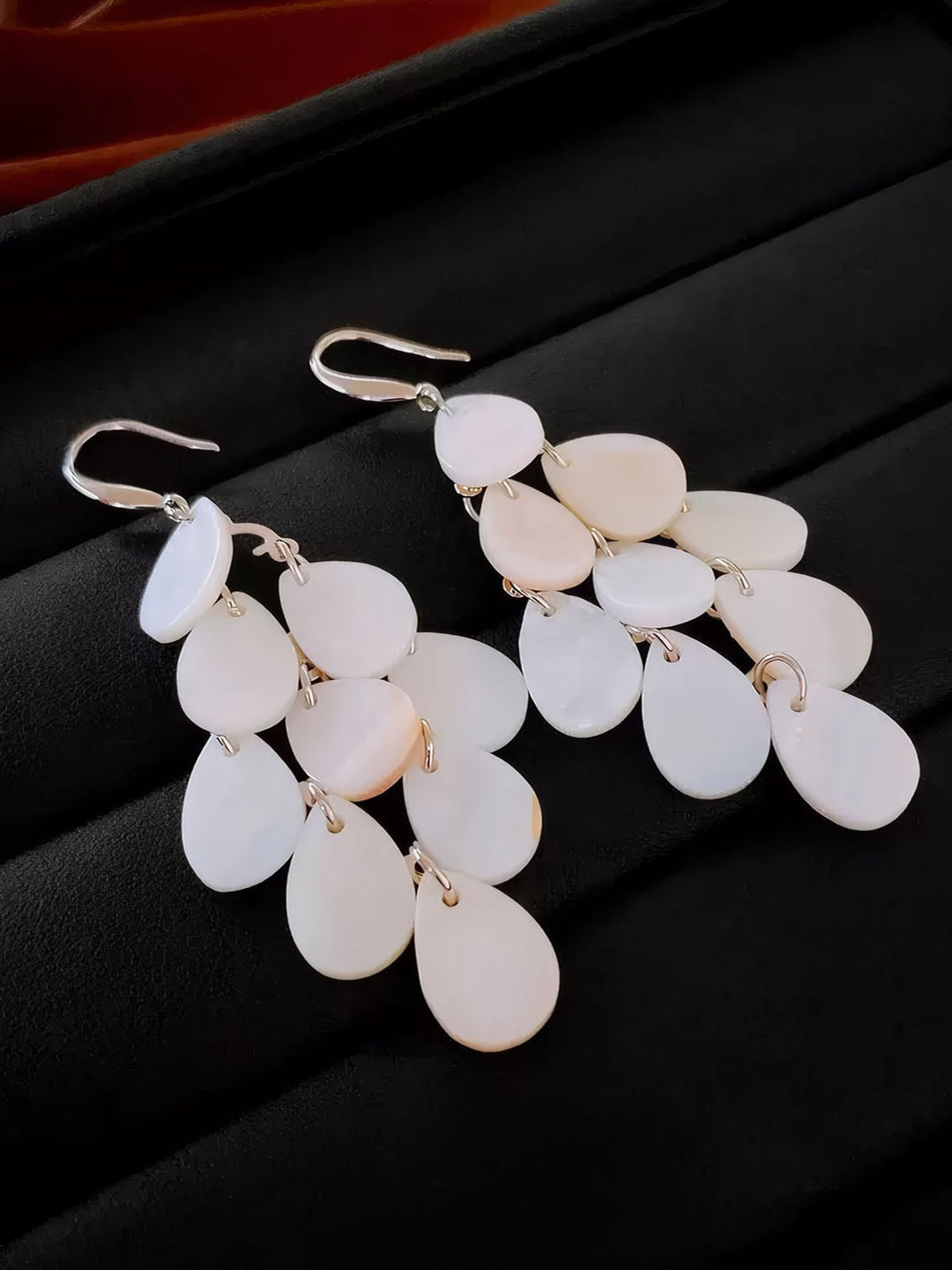 Multi Shell Teardrop Tassel Earrings