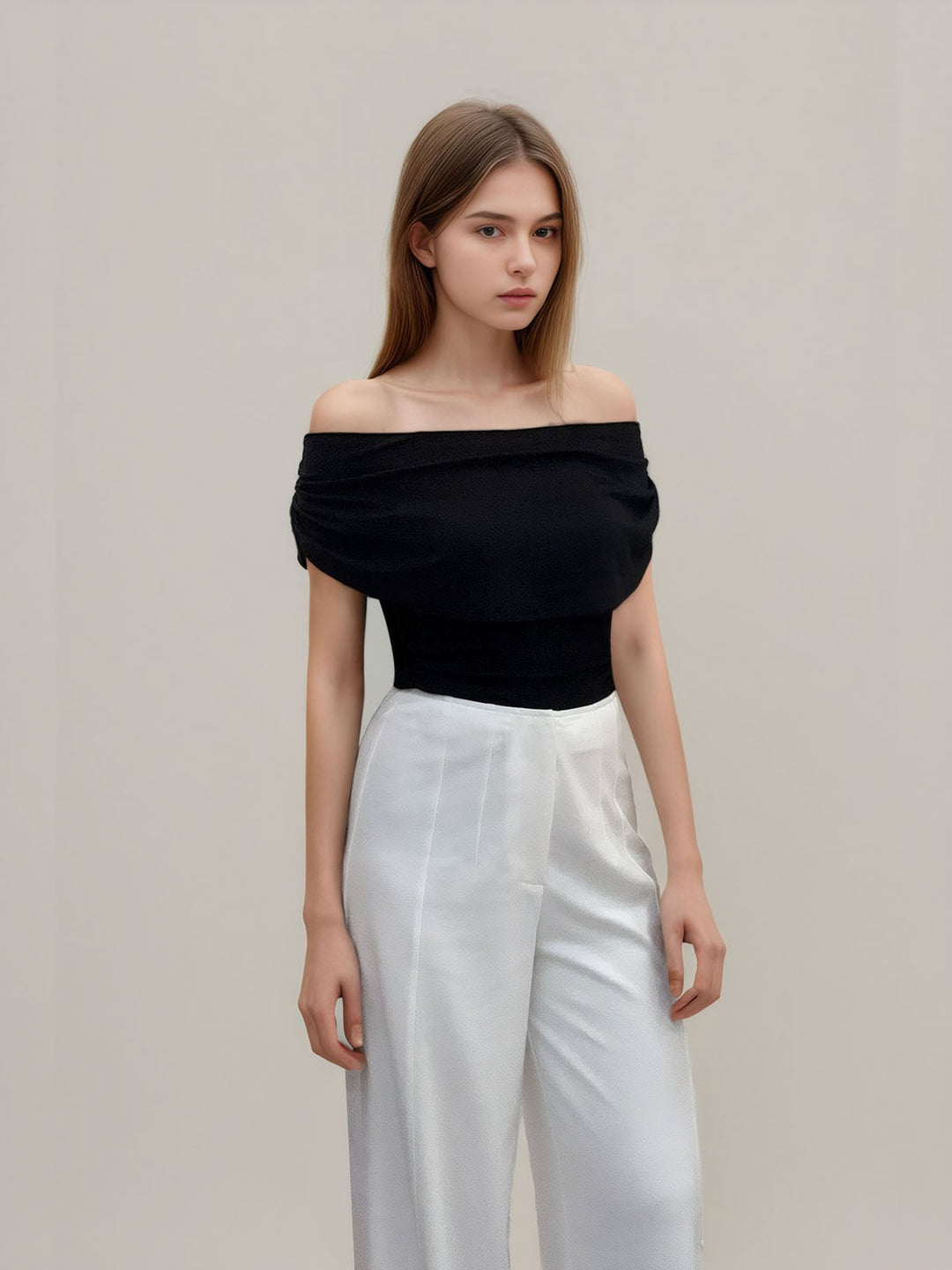 Off Shoulder Ruched Crop Top