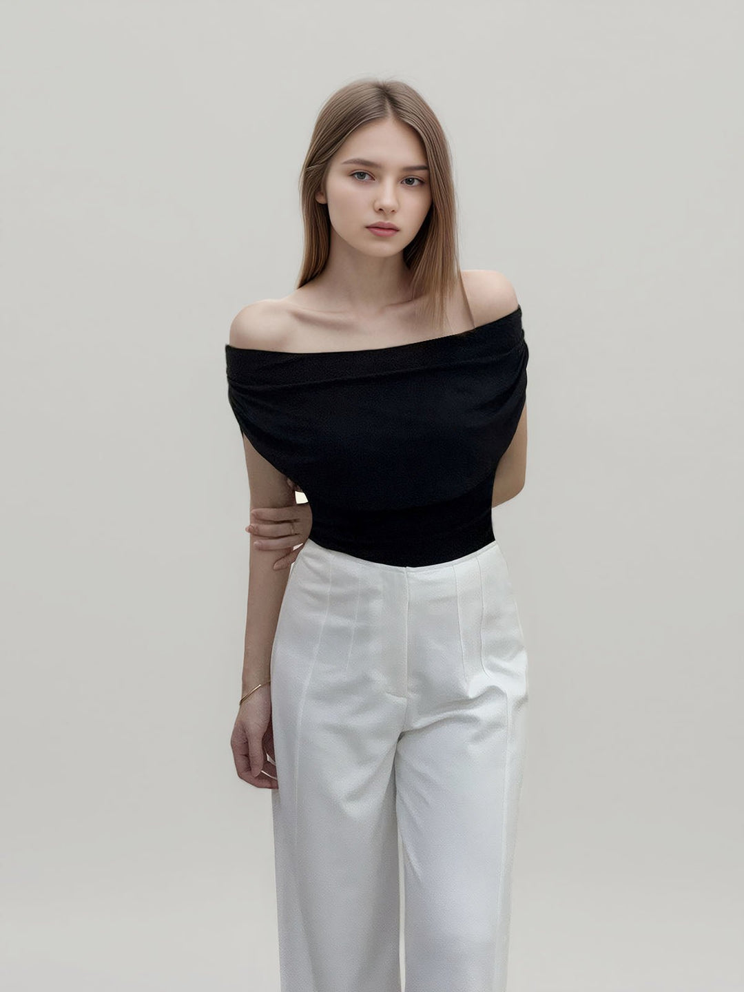 Off Shoulder Ruched Crop Top