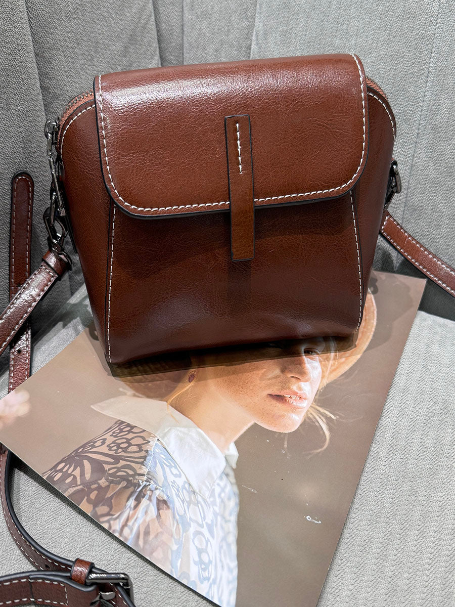 Oil Wax Leather Crossbody Bag