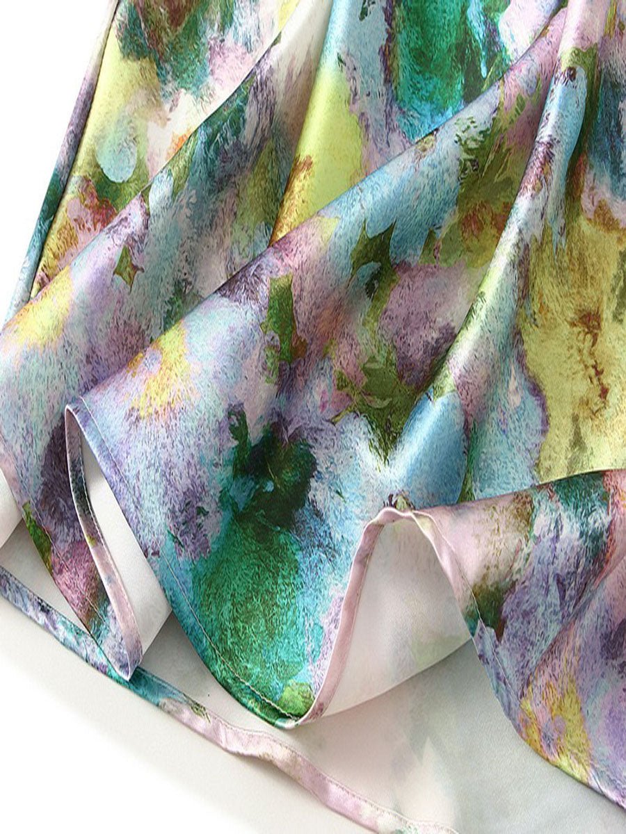 Pastel Floral Satin Midi Skirts