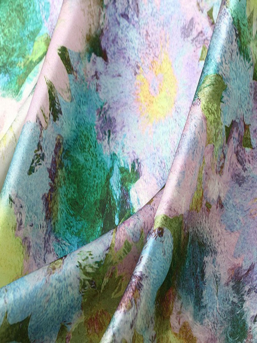 Pastel Floral Satin Midi Skirts