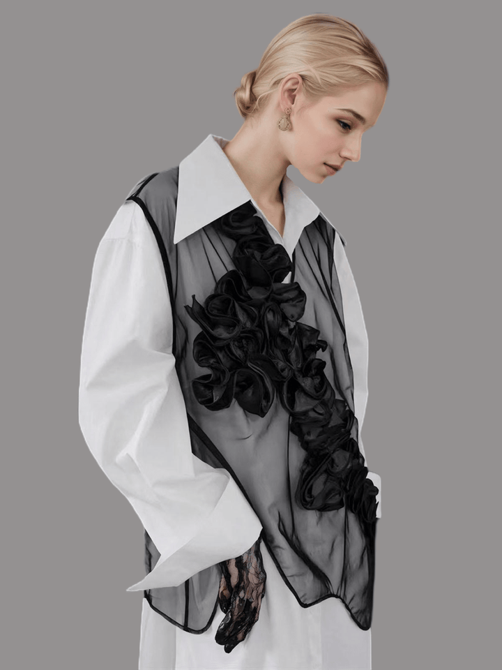 Perspective Mesh Flower T-Shirt