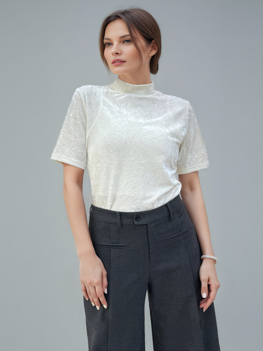 Plain Short Sleeve Knit Top