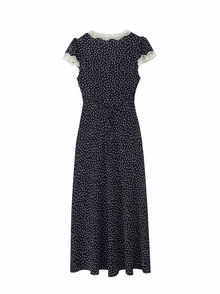 Polka Dot Lace-Trim Dress