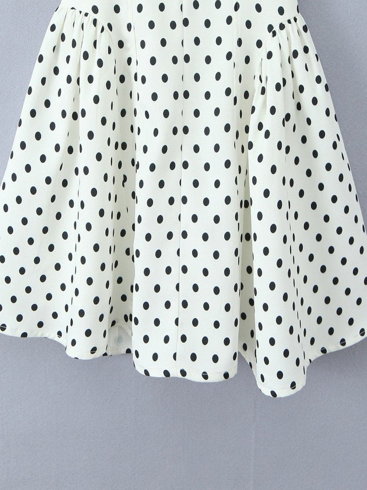 Polka Dot Lace-Up Backless Dress