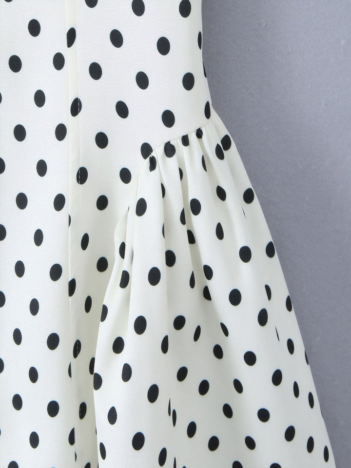 Polka Dot Lace-Up Backless Dress