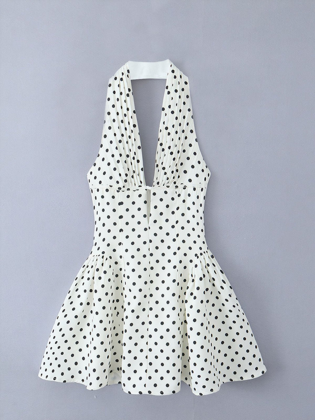 Polka Dot Lace-Up Backless Dress