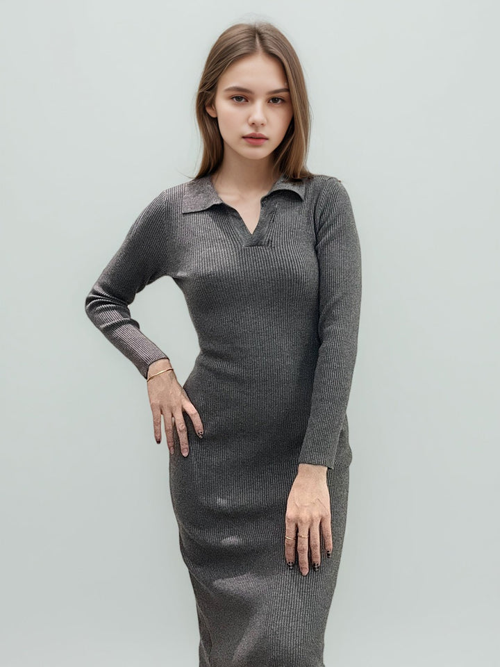 Polo Collar Knit Dress