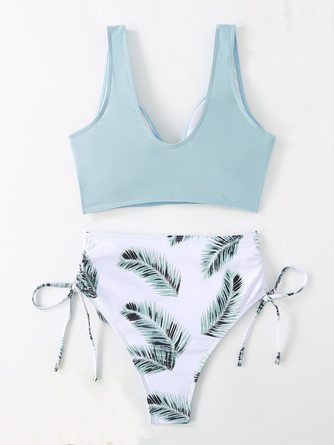 Print Drawstring Separate Bikini Set