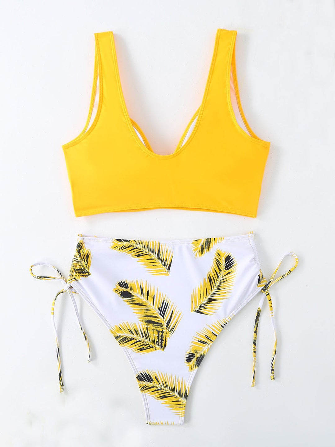 Print Drawstring Separate Bikini Set