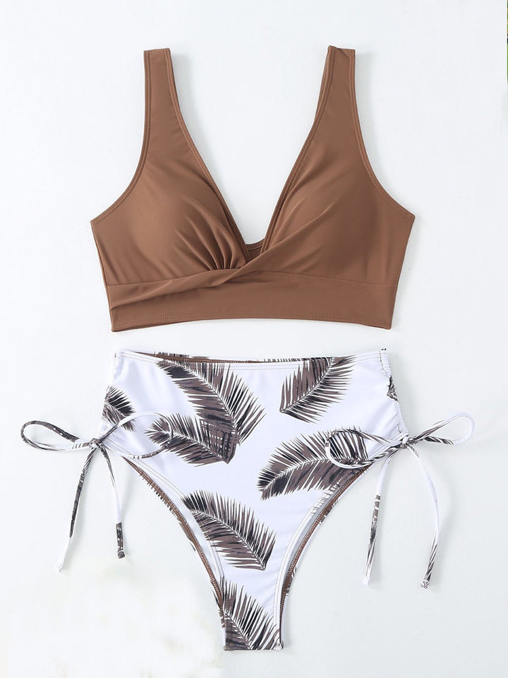 Print Drawstring Separate Bikini Set