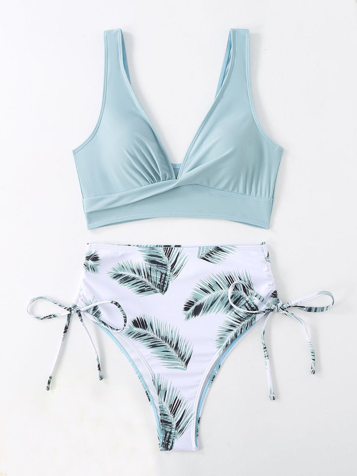 Print Drawstring Separate Bikini Set