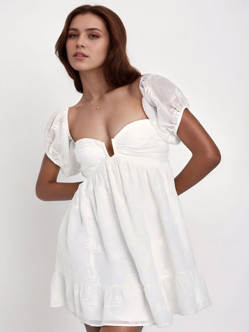 Summer Puff Sleeve Short Shirt Dress HONEEAR