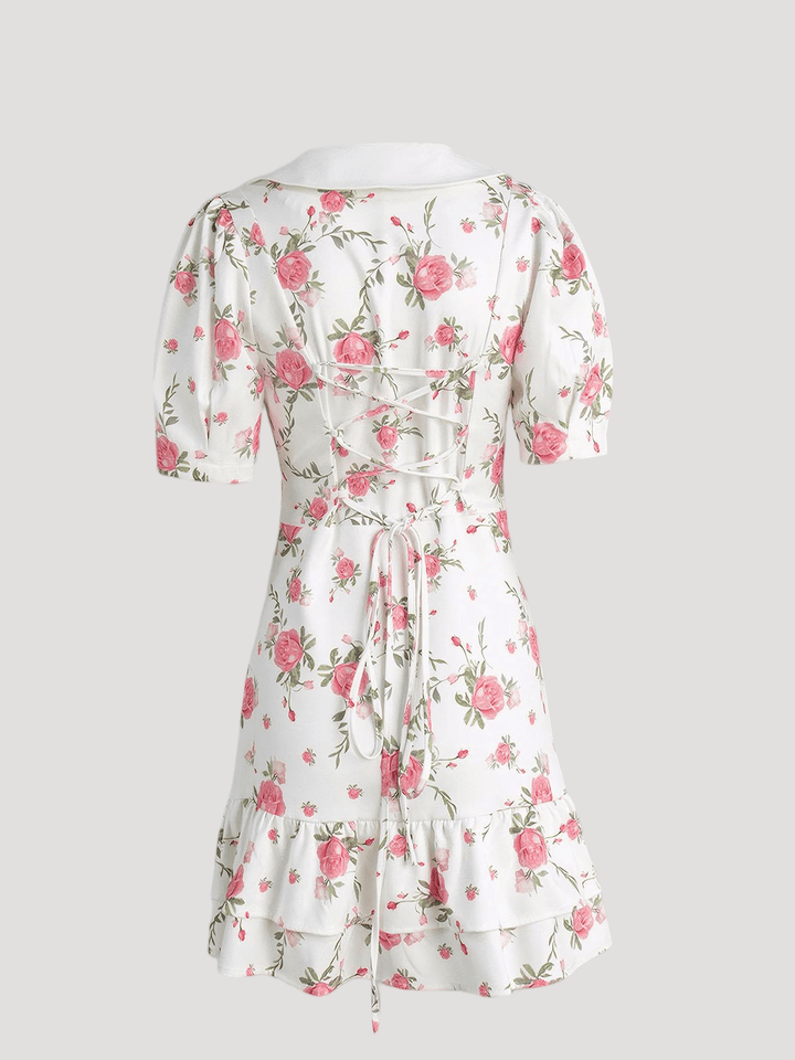 Puff Sleeve Single Breasted Mini Dress